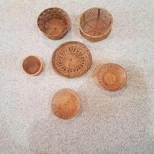Boho Vintage baskets lot of 6